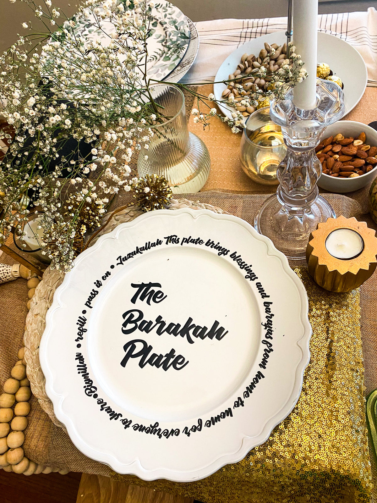 BARAKAH PLATE WHITE DESIGN CIRCLE