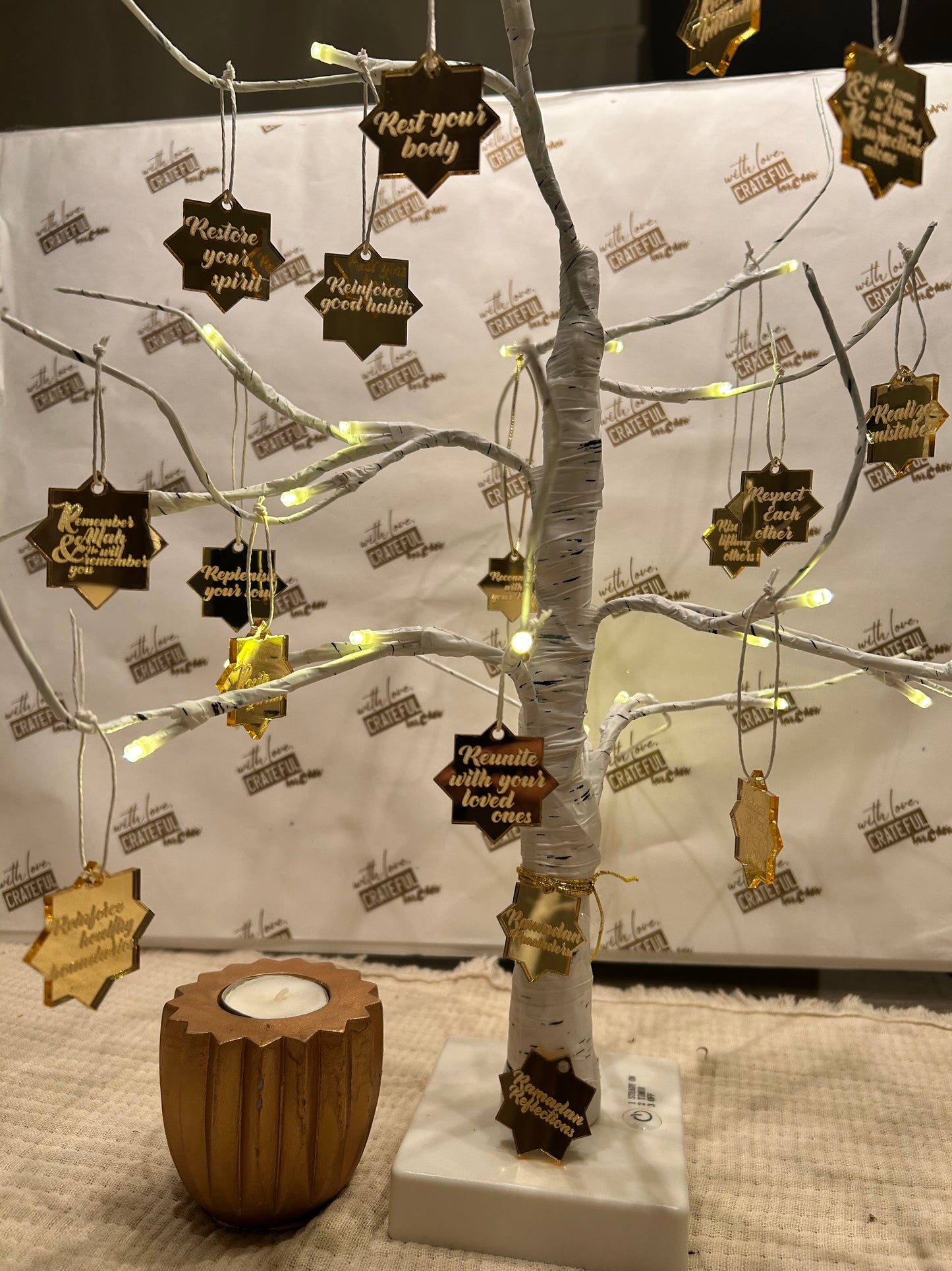 RAMADAN REMINDERS LIGHT UP TREE -small 2 ft